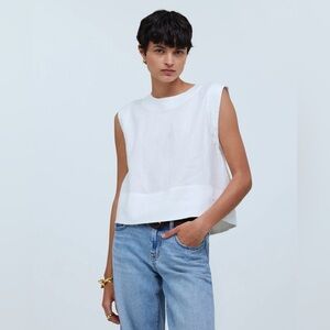 Madewell Bateau-Neck Tank in 100% Linen